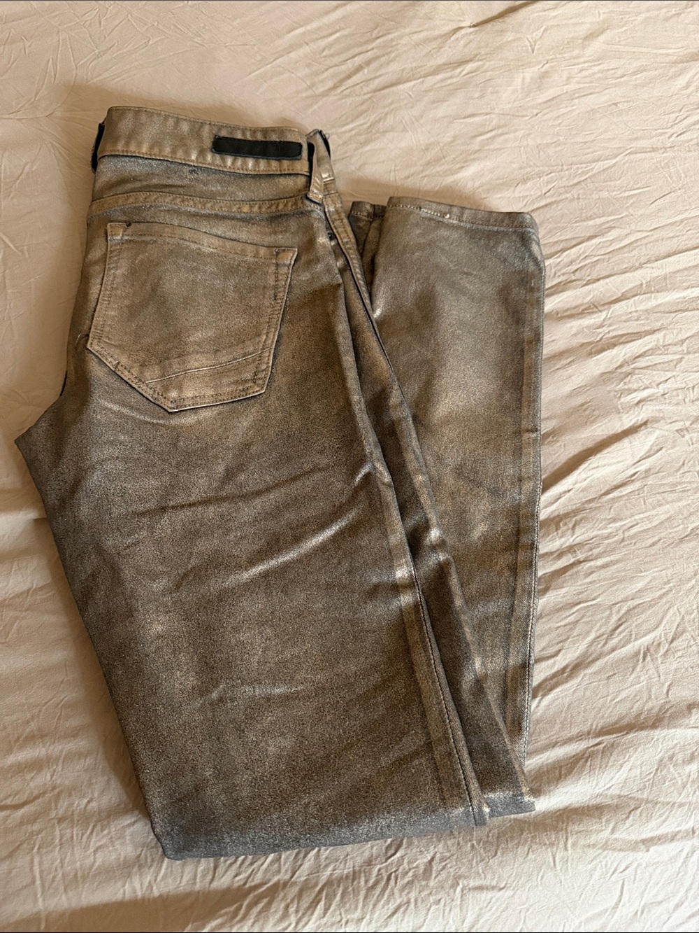 Express Women's Straight Leg Pants in Metallic Gray